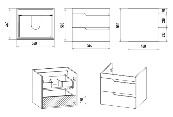 Тумба под раковину Misty Софт 60  П-Соф-01060-011П2Я