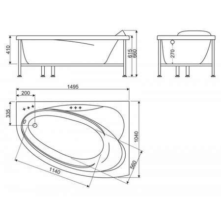 Акриловая ванна R BelBagno BB106-150-105-R