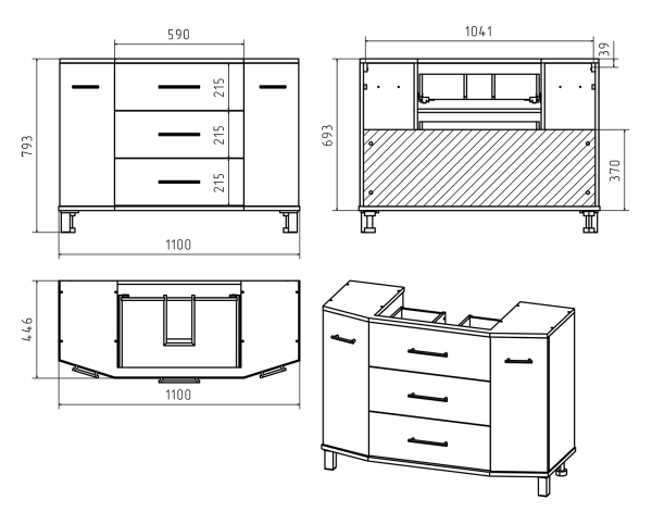 Тумба под раковину Misty Терра 110  П-Тер01110-0113Я