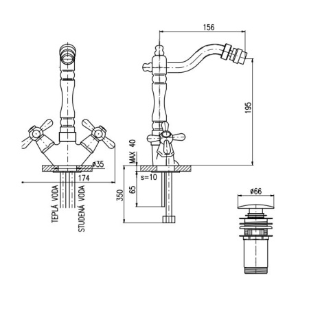 Смеситель для биде Rav Slezak Morava Retro MK121.5/9Z