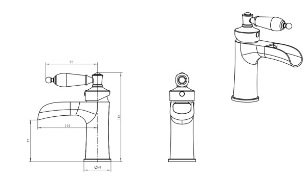 Смеситель для раковины Boheme Vogue 211-BLC