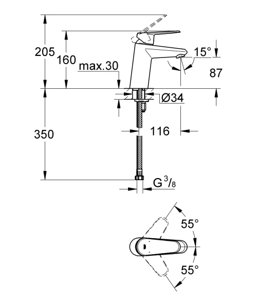 Смеситель для раковины однорычажный Grohe Eurodisc Cosmopolitan 32469 20E (3246920E) хром