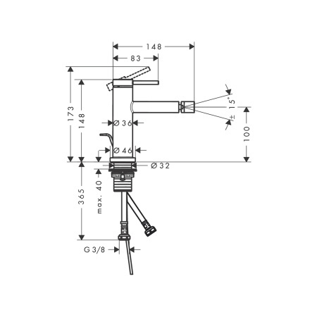 Смеситель для биде с донным клапаном Hansgrohe Tecturis S 73201000 хром