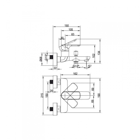 Смеситель для ванны Villeroy & Boch O.Novo TVT10400100061