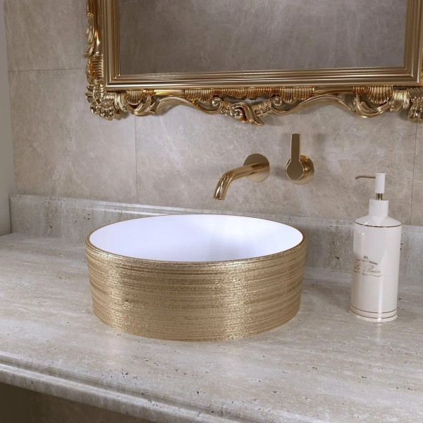 Раковина накладная (35,5х35,5) Grossman Color GR-5010GW, золото