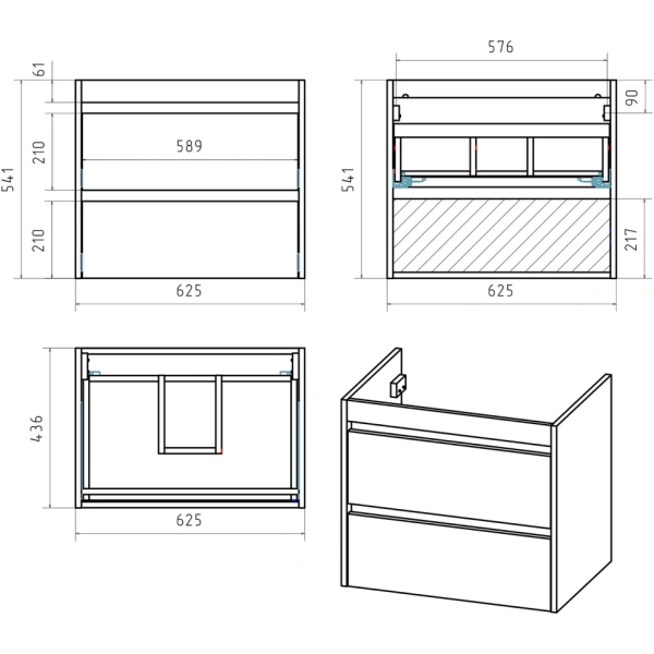 Тумба под раковину Brevita Balaton 65 BAL-06065-03-012Я без раковины