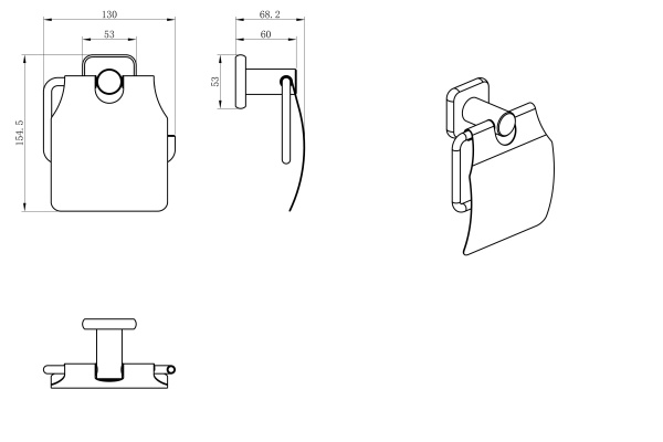 Держатель для туалетной бумаги с крышкой WONZON & WOGHAND, темный графит WW-V1802-GM