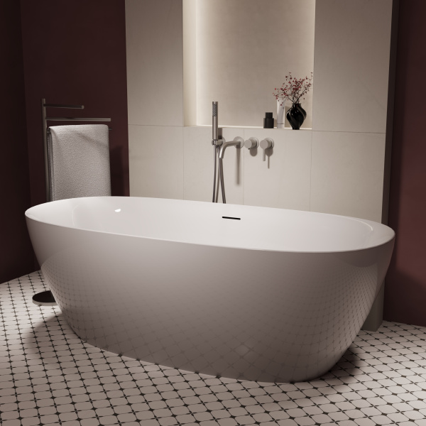 Ванна акриловая отдельностоящая (160х80) Vincea VBT-708-1600 белый глянец