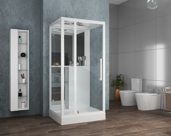 Душевая кабина (90х100) Grossman  GR166 распашная, белый, прозрачный