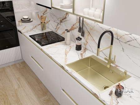 Кухонная мойка (66х50) EMAR EMB-660(TOP) PVD Matt Gold