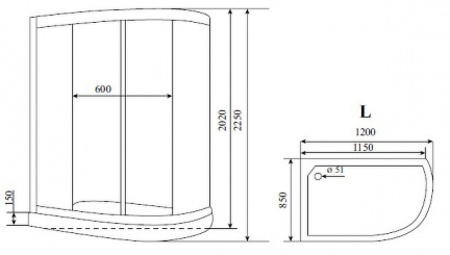 Душевая кабина (120х85) Timo Standart T-1102PL