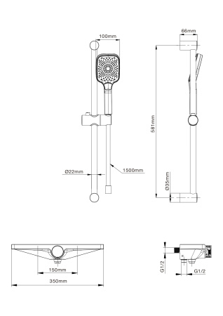 Смеситель для ванны с душем WONZON & WOGHAND Onix, хром WW-B2551-A-CR