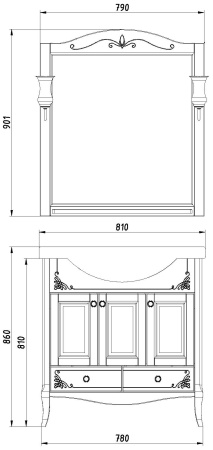 Зеркало (71х90)  ASB-Woodline Салерно 80 9691 (белый)