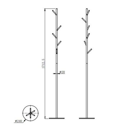 Вешалка для верхней одежды WONZON & WOGHAND, темный графит WW-V4306-GM