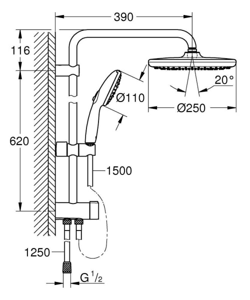 Душевая стойка GROHE Tempesta System 250 269802431 Душевая стойка GROHE Tempesta System 250 269802431