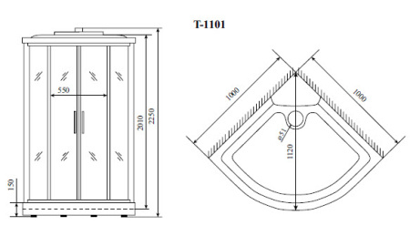 Душевая кабина (100х100) Timo Standart T-6601SF