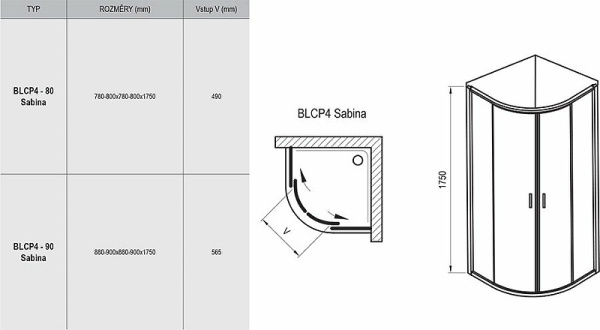 Душевой уголок Ravak Blix BLCP4-80 Sabina 80x80 3B240U40Z1