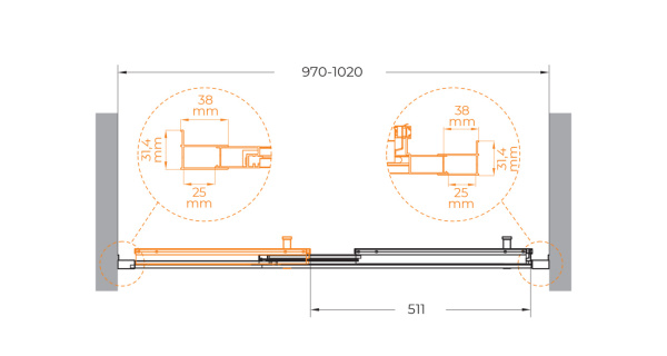 Душевая дверь (100х195) CEZARES MOLVENO MOLVENO-BF-3-100-C-GM-IV