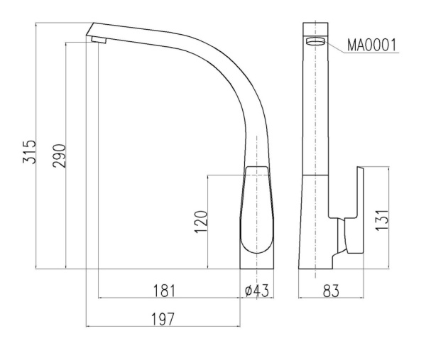 Смеситель для кухни Rav Slezak Vltava Kitchen V819.5