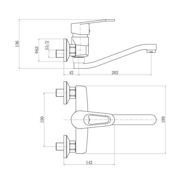 Смеситель  настенный для раковины PLSTART  (PL4606) Смеситель  настенный для раковины PLSTART  (PL4606)