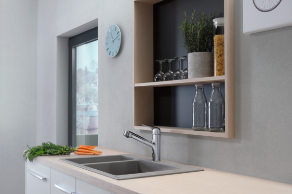 Смеситель для кухни с выдвижным изливом Eco Hansgrohe Focus M42 71865000 хром