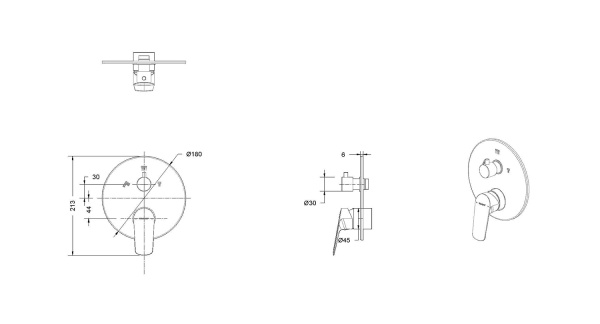 Смеситель для ванны встроенный Bravat Rhein PB8429564BW-3-ENG