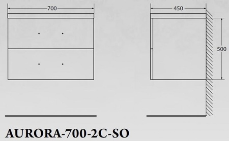 База под раковину подвесная BelBagno AURORA-700-2C-SO-RT Rovere Tabacco