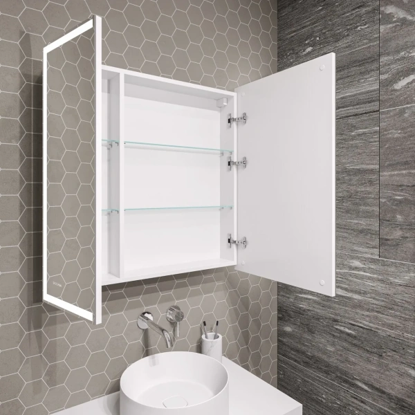 Зеркало-шкаф (80х80) Grossman Меркадо 208010 с LED подсветкой правая