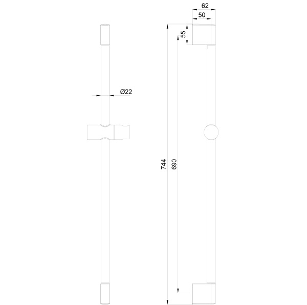 Душевая штанга WONZON & WOGHAND, черный матовый (WW-SL03-MB)