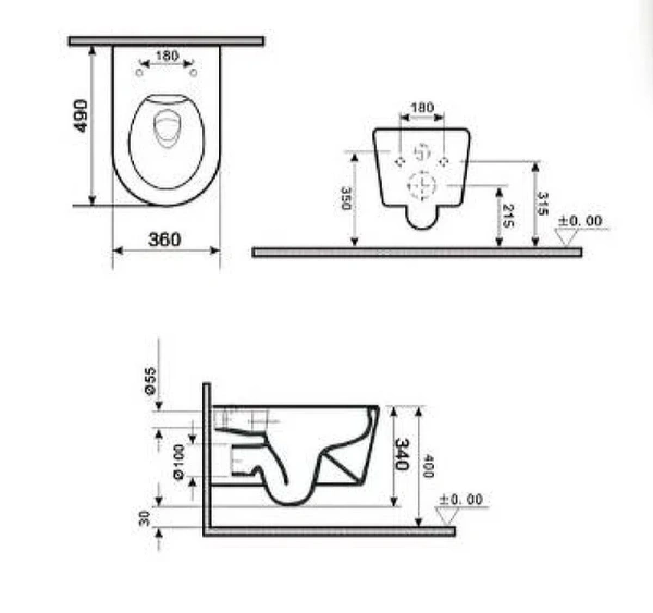 Подвесной унитаз безободковый Gid Tr2133TF-WM, розовый матовый