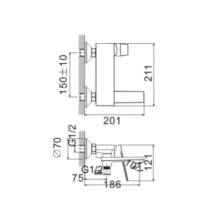 Смеситель для ванны Belz B60533-7, черный