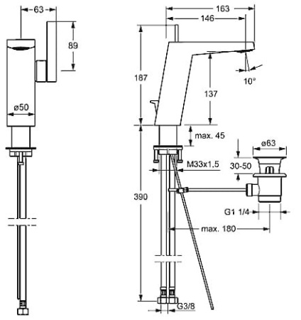 Смеситель для раковины, рукоятка сбоку HANSA Loft 57552203