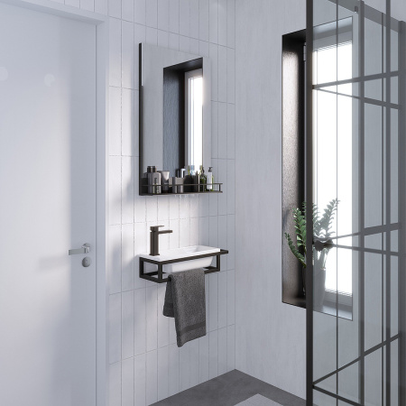 Консоль подвесная Grossman МЕТРИС-50 см 105002 черная, с полотенцедержателем