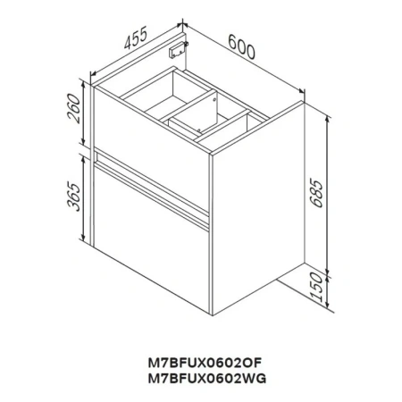 Тумба без раковины 60 см Am.Pm Sense M7BFUX0602WG белый глянец