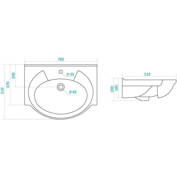 Раковина (76x51) см Style Line Байкал ЛС-00000145