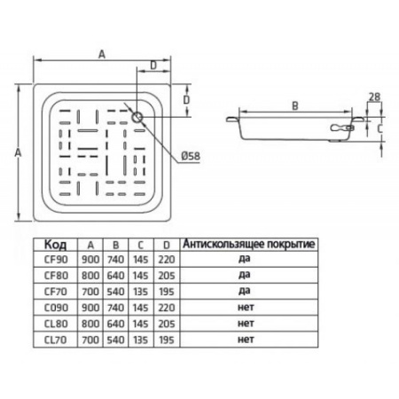 Стальной поддон для душа (80x80) ВИЗ Antika APS-80101