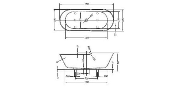 Овальная акриловая ванна Kolpa-San Atys RETRO FS 172x70