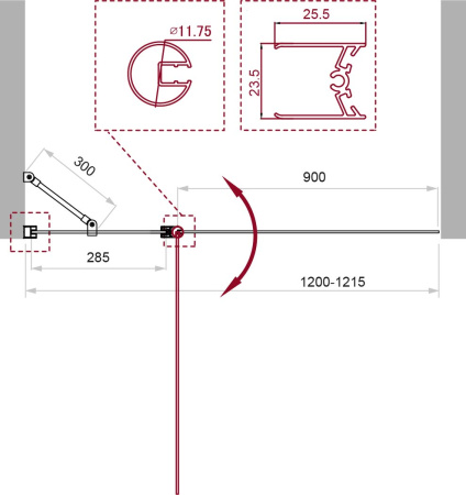 Душевая шторка на ванну (120х150) BelBagno UNO-V-11-120/150-P-Cr-L