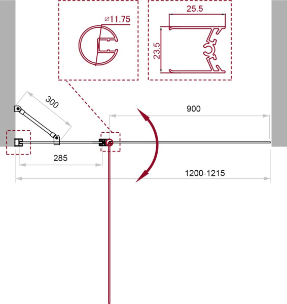 Душевая шторка на ванну (120х150) BelBagno UNO-V-11-120/150-P-Cr-L