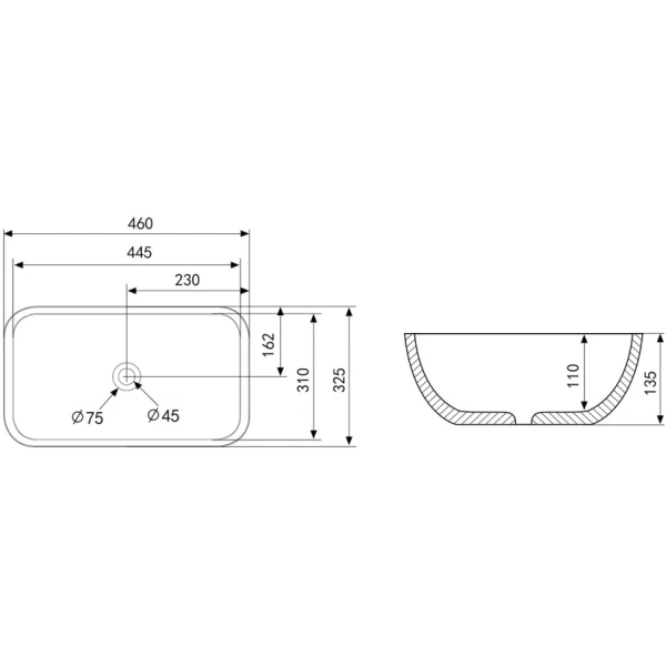 Раковина накладная ABBER Rechteck AC2200MMG золотой матовый