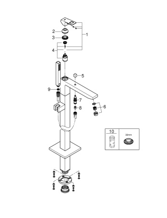 Смеситель для ванны GROHE Eurocube 23672 DC1 (23672DC1) суперсталь