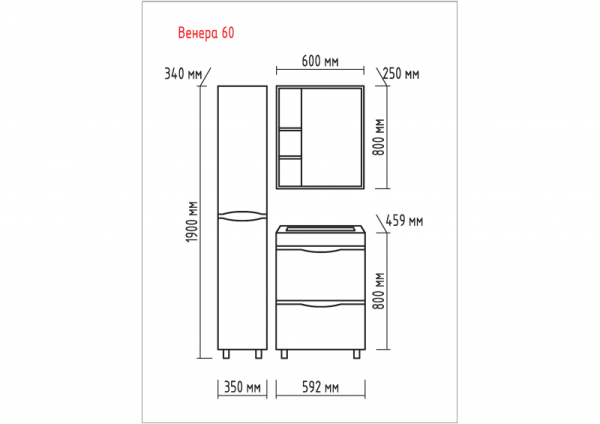 Зеркало-шкаф (60х80) Misty Венера 60 правый П-Внр04060-25СвП
