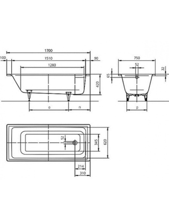 Стальная ванна (170х75) Kaldewei Puro Star 255800010001