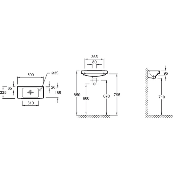 Раковина подвесная (50х22) Jacob Delafon Odeon Up E4701R-00