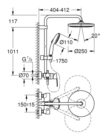 Душевая система Grohe Tempesta Cosmopolitan System 250 26673 001 (26673001) хром