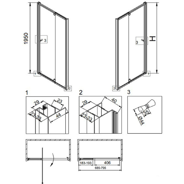 Душевая дверь Veconi Vianno VN-32, (70x195)  VN32-70-01-C5