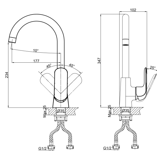 Смеситель для кухни D&K Venice.Gondola (DA1022401)