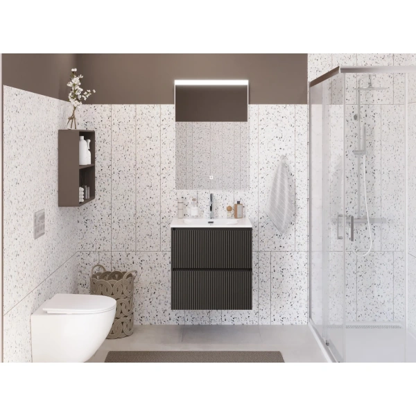 Тумба под раковину 50 BelBagno Uno UNO-MINI-500-2C-SO-GSO темно-серый матовый, без раковины