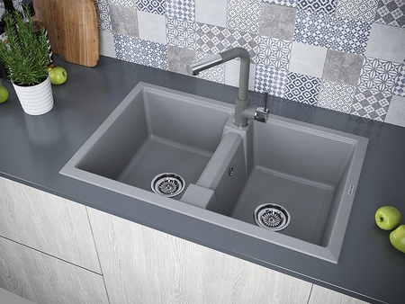 Кухонная мойка Paulmark  Tandem   PM238150-GRM серый металлик