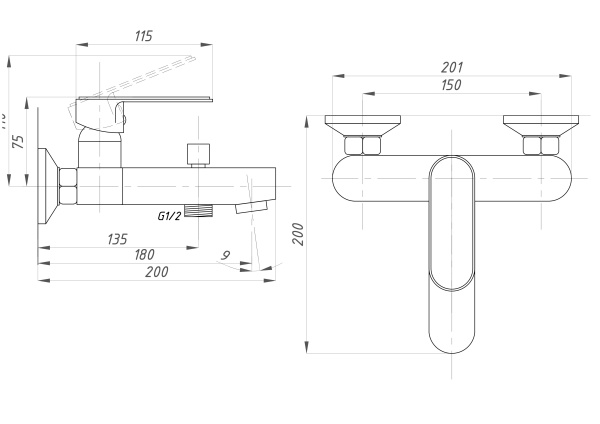 Смеситель для ванны с душем  ПСМ-Профсан Серия-600  PSM-600-1